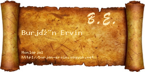 Burján Ervin névjegykártya
