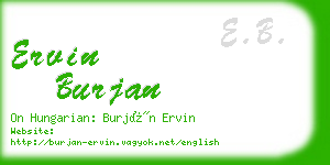 ervin burjan business card